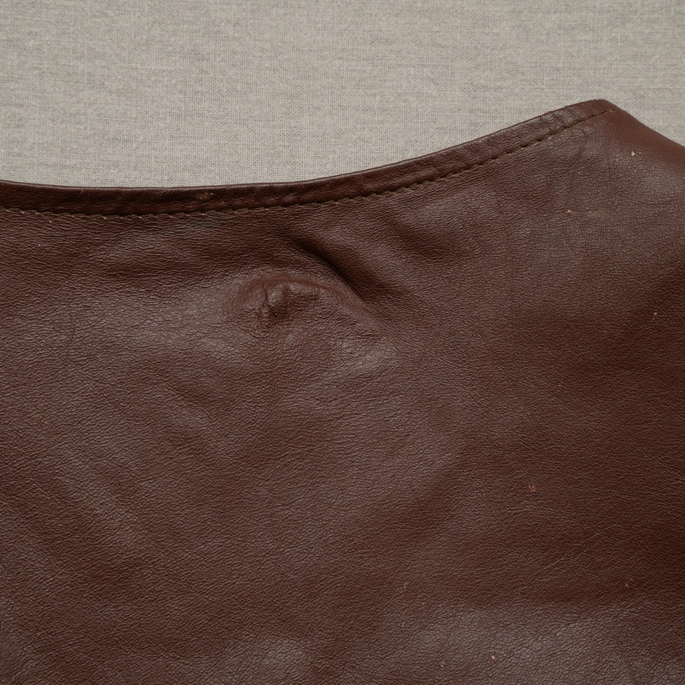 Vintage 70s 80s Sears Leather Shop Dark Brown Leather Vest 44 Reg Cowboy Western - Picture 9 of 9